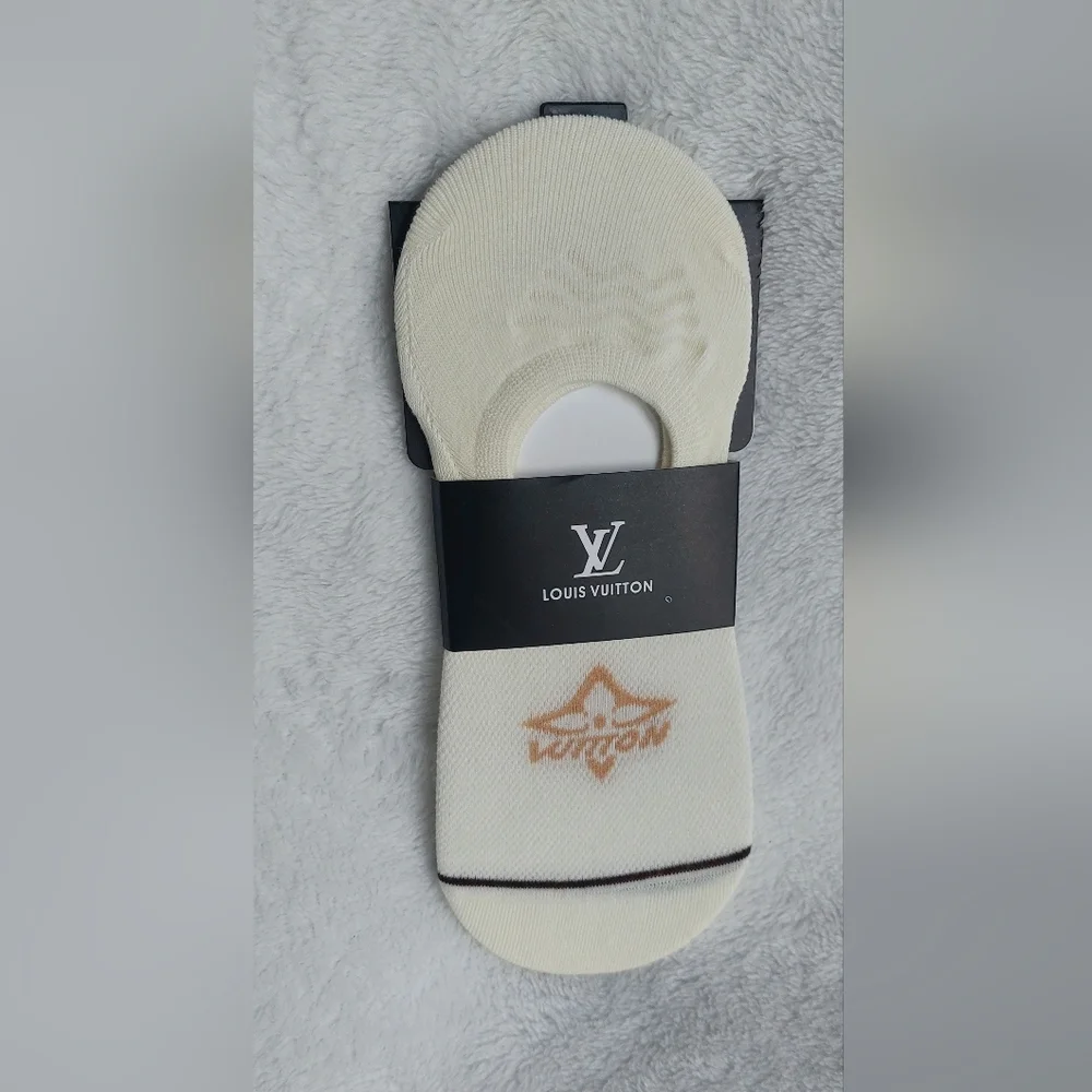 Cream and Tan Unisex Casual Socks Women Size 7-9